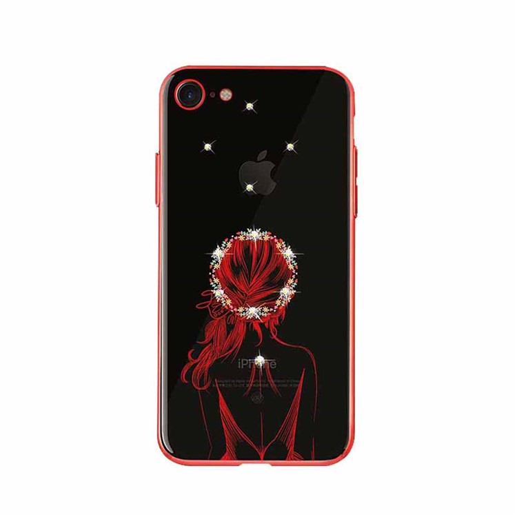 NXE Electroplating Edge Pattern Printing Rhinestone Decor TPU Case for iPhone 7/8 4.7 inch - Girl-2