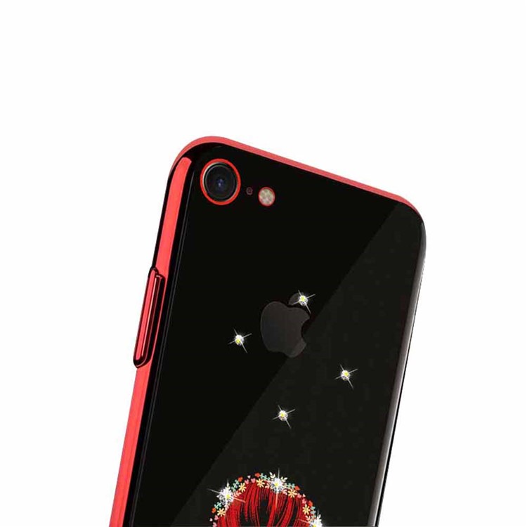 NXE Electroplating Edge Pattern Printing Rhinestone Decor TPU Case for iPhone 7/8 4.7 inch - Girl-4