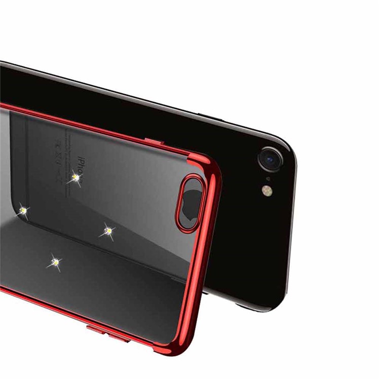 NXE Electroplating Edge Pattern Printing Rhinestone Decor TPU Case for iPhone 7/8 4.7 inch - Girl-5
