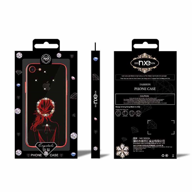NXE Electroplating Edge Pattern Printing Rhinestone Decor TPU Case for iPhone 7/8 4.7 inch - Girl-6