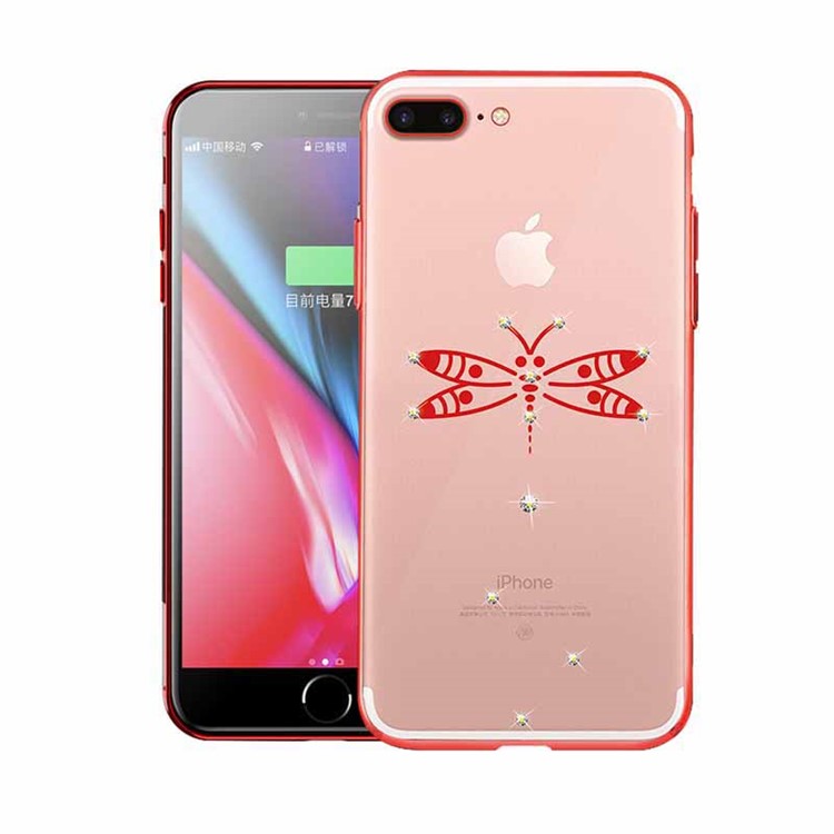 

NXE Electroplating Edge Pattern Printing Rhinestone Decor TPU Casing for iPhone 8 Plus/7 Plus 5.5 inch - Dragonfly