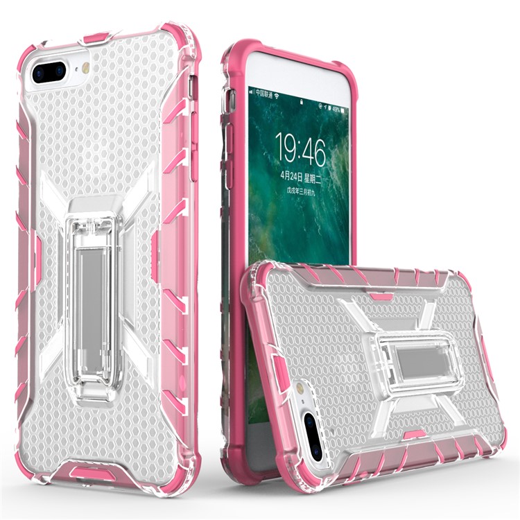 

Heavy Duty Plastic + TPU Combo Phone Case with Kickstand for iPhone 8 Plus/7 Plus 5.5 inch - Rose