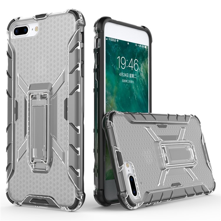 

Heavy Duty Plastic + TPU Combo Phone Shell with Kickstand for iPhone 8 Plus/7 Plus 5.5 inch - Black