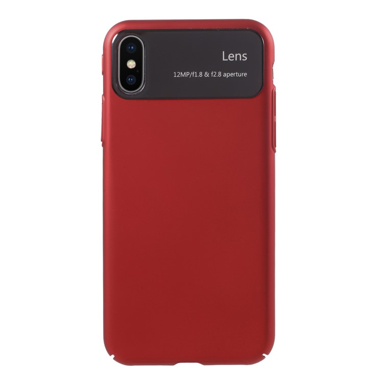 Tempered Glass Lens Coated Hard PC Case for iPhone X - Red-2