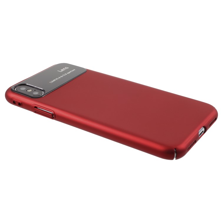 Tempered Glass Lens Coated Hard PC Case for iPhone X - Red-3