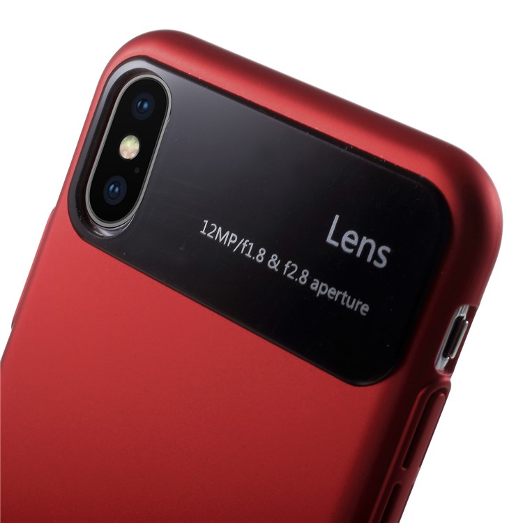 Tempered Glass Lens Coated Hard PC Case for iPhone X - Red-4