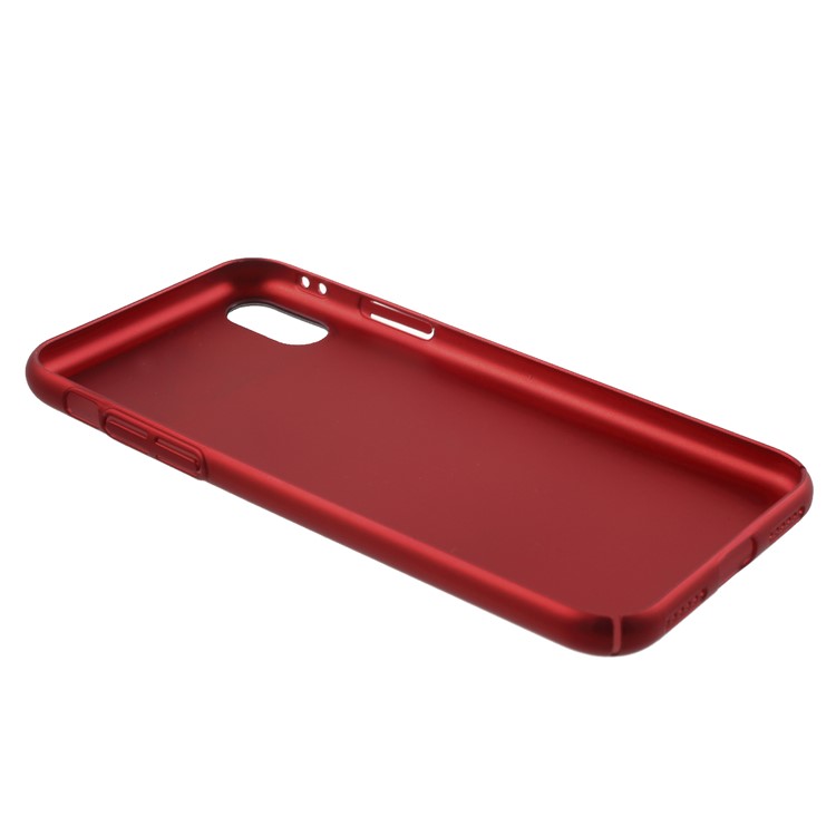 Tempered Glass Lens Coated Hard PC Case for iPhone X - Red-5