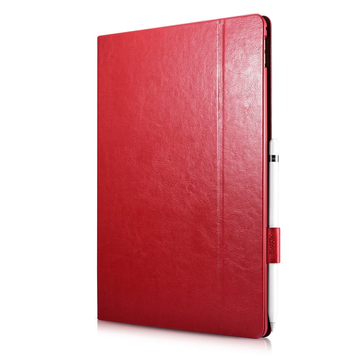 XOOMZ Knight Series Crazy Horse PU Leather Smart Cover for iPad Pro 12.9 (2017) - Red-2