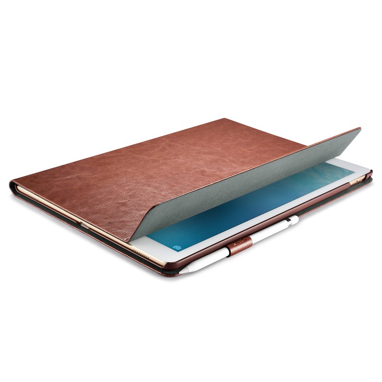 XOOMZ Knight Series Crazy Horse PU Leather Smart Casing for iPad Pro 12.9 (2017) - Coffee-11
