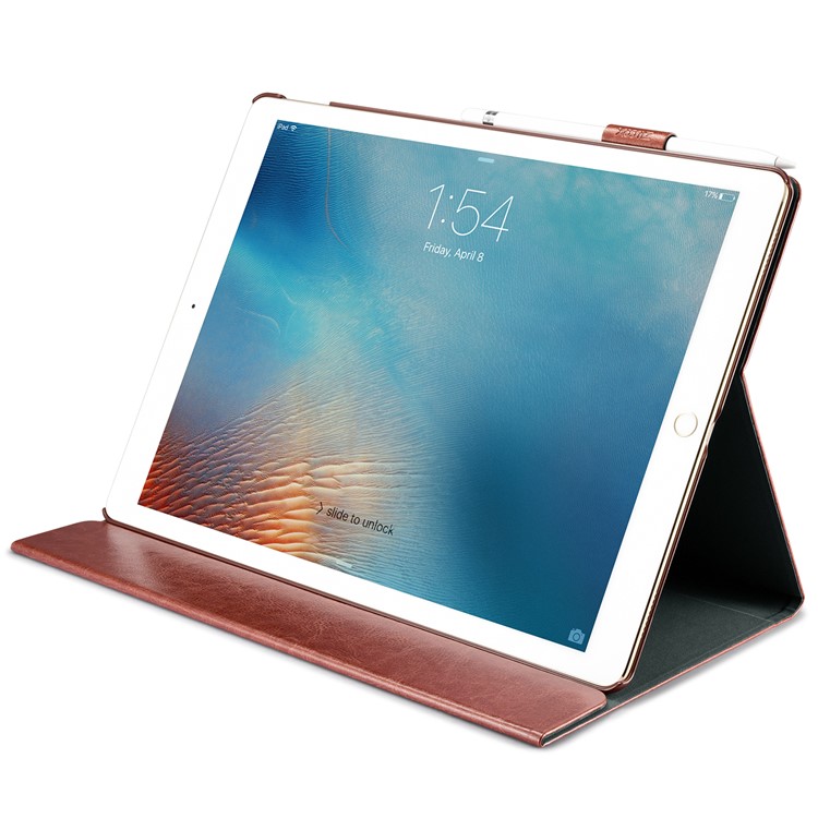 XOOMZ Knight Series Crazy Horse PU Leather Smart Casing for iPad Pro 12.9 (2017) - Coffee-14
