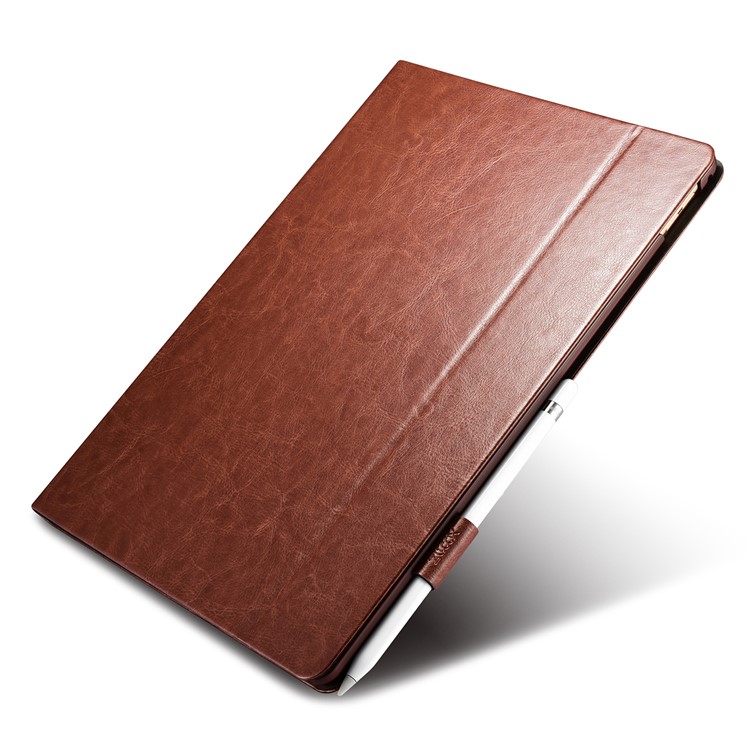 XOOMZ Knight Series Crazy Horse PU Leather Smart Casing for iPad Pro 12.9 (2017) - Coffee-9