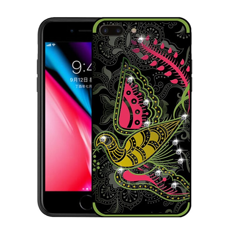 

NXE Rhinestone Decoration Embossment Phoenix Pattern TPU Back Cover for iPhone 8 Plus / 7 Plus 5.5 inch - Green