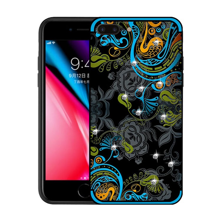 

NXE Rhinestone Decoration Embossment Phoenix Pattern TPU Mobile Shell for iPhone 8 Plus / 7 Plus 5.5 inch - Blue