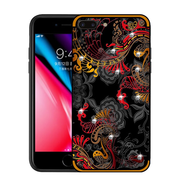 

NXE Rhinestone Decoration Embossment Phoenix Pattern TPU Cell Phone Case for iPhone 8 Plus / 7 Plus 5.5 inch - Orange