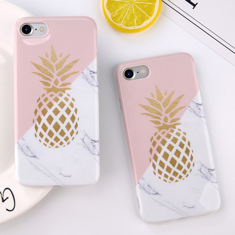 Marble Texture Pineapple Pattern IMD TPU Case for iPhone 8/7-1
