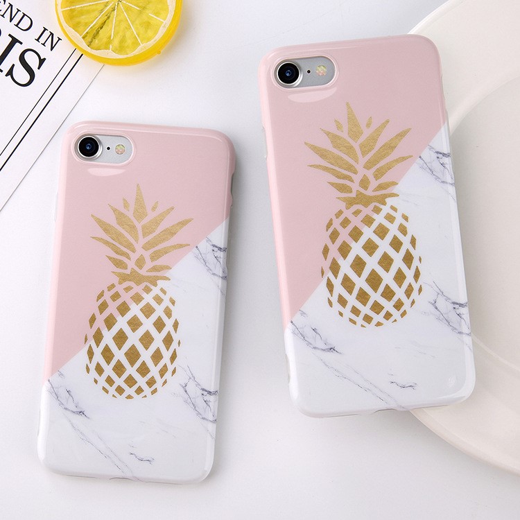 Marble Texture Pineapple Pattern IMD TPU Case for iPhone 8/7-3