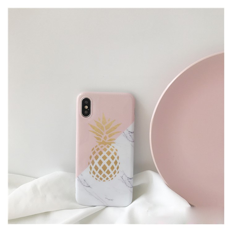 Marble Texture Pineapple Pattern IMD TPU Shell Case for iPhone X-2