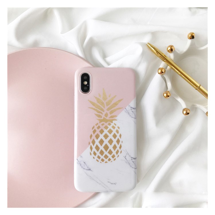Marble Texture Pineapple Pattern IMD TPU Shell Case for iPhone X-3