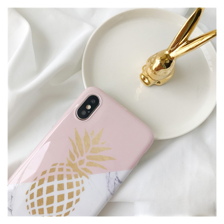 Marble Texture Pineapple Pattern IMD TPU Shell Case for iPhone X-4