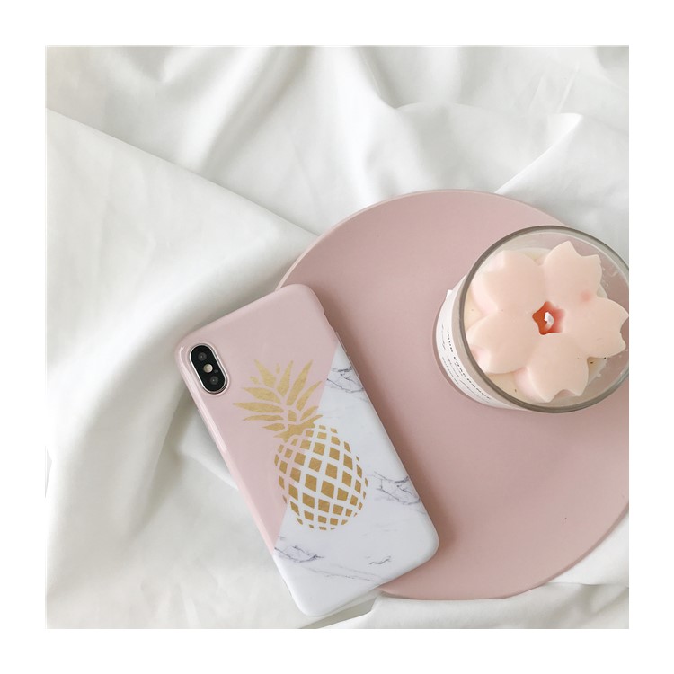 Marble Texture Pineapple Pattern IMD TPU Shell Case for iPhone X-7