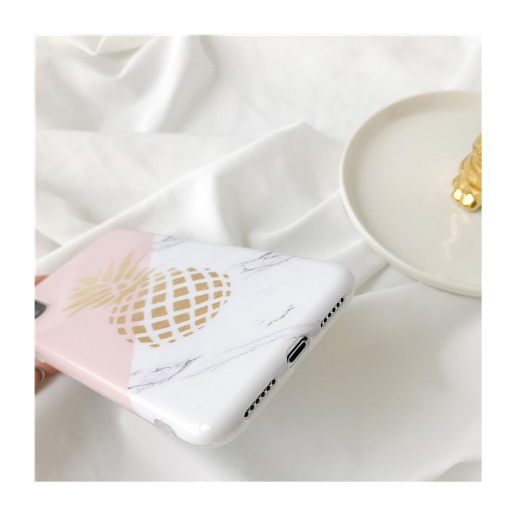 Marble Texture Pineapple Pattern IMD TPU Shell Case for iPhone X-8