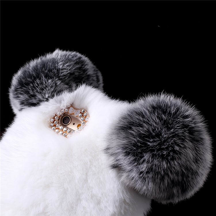 Panda Shape Warm Rabbit Fur Pearl Rhinestone For panda shape warm rabbit fur pearl rhinestone for