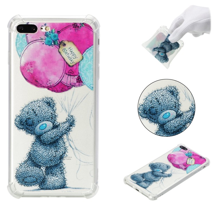 

Patterned TPU Shockproof Phone Shell for iPhone 8 Plus/7 Plus - Bear and Balloon