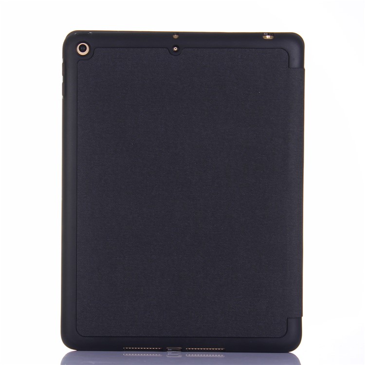 Canvas Leather Tri-fold Stand Case with Pen Slot for iPad 9.7 (2018)/9.7 (2017) - Black-2