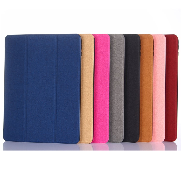 Canvas Leather Tri-fold Stand Case with Pen Slot for iPad 9.7 (2018)/9.7 (2017) - Black-3