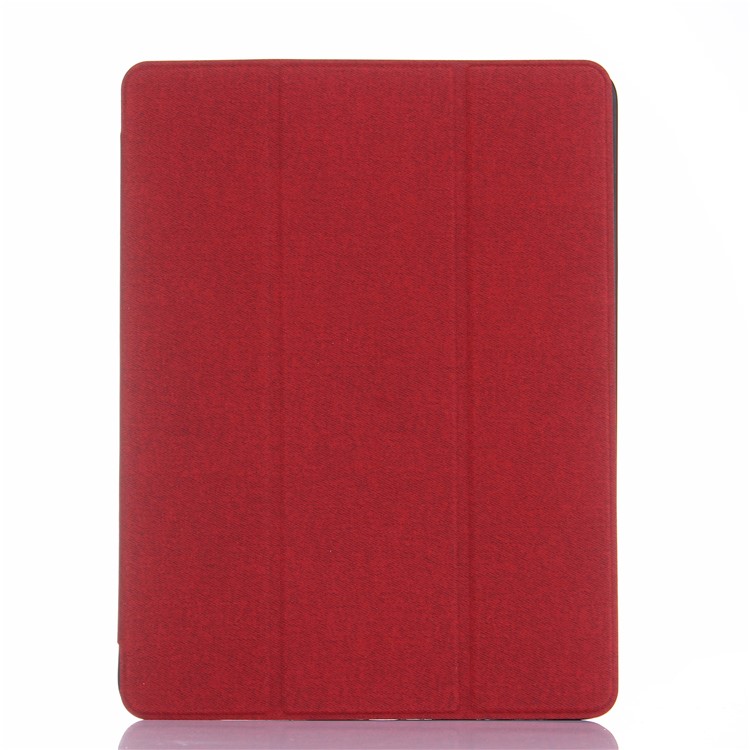 

Canvas Leather Tri-fold Stand Tablet Case with Pen Slot for iPad 9.7 (2018)/9.7 (2017) - Red