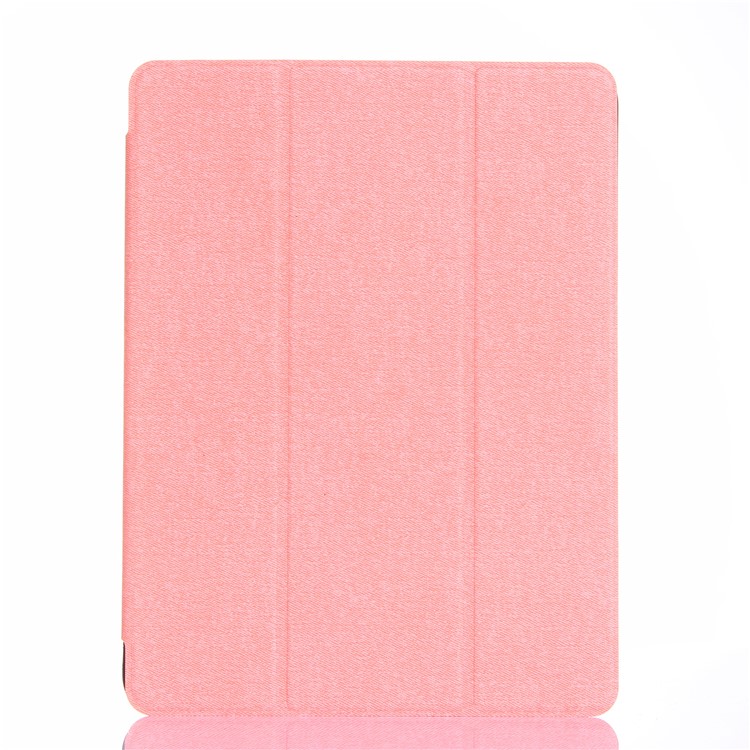 

Canvas Leather Tri-fold Stand Tablet Shell with Pen Slot for iPad 9.7 (2018)/9.7 (2017) - Pink