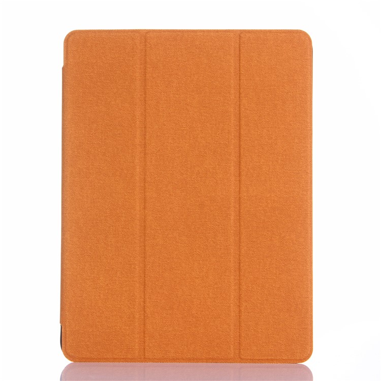 

Canvas Leather Tri-fold Stand Flip Cover with Pen Slot for iPad 9.7 (2018)/9.7 (2017) - Orange