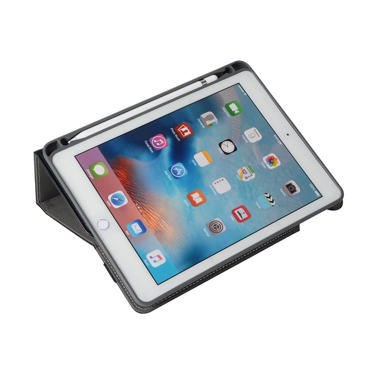 Leather Card Holder Stand Smart Tablet Case with Pen Slot for iPad 9.7-inch (2018)/9.7-inch (2017)/Pro 9.7 inch (2016)/Air 2/Air - Black-10