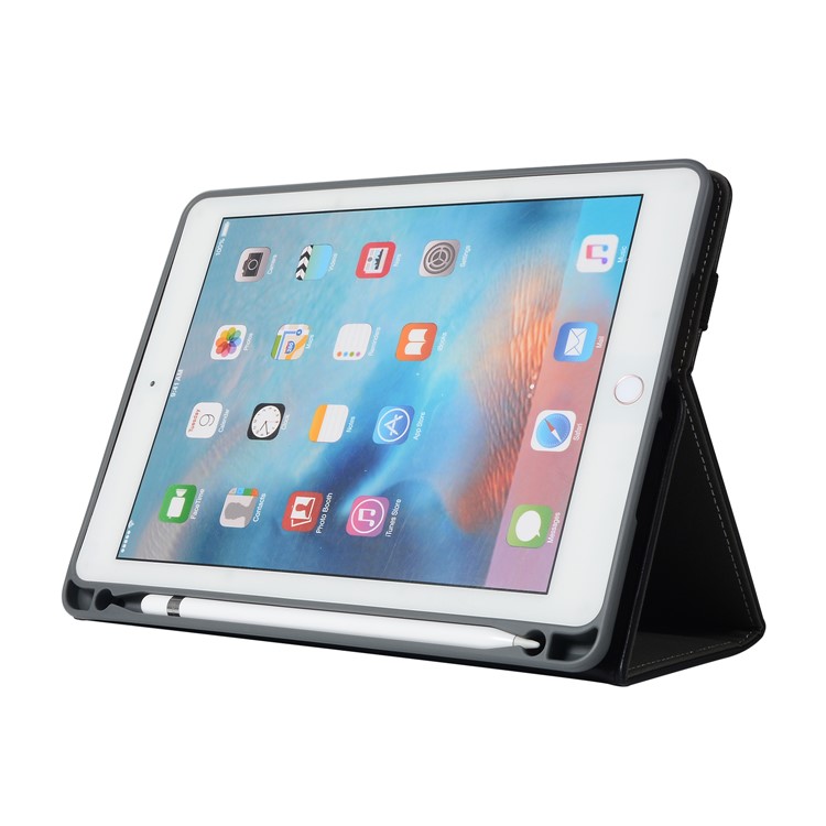 Leather Card Holder Stand Smart Tablet Case with Pen Slot for iPad 9.7-inch (2018)/9.7-inch (2017)/Pro 9.7 inch (2016)/Air 2/Air - Black-8