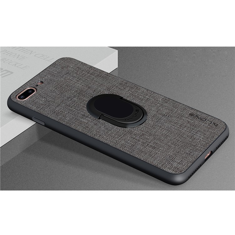

Extraordinary Series Cloth Texture Leather Coated PC TPU Hybrid Case with Kickstand for iPhone 8 Plus / 7 Plus - Black