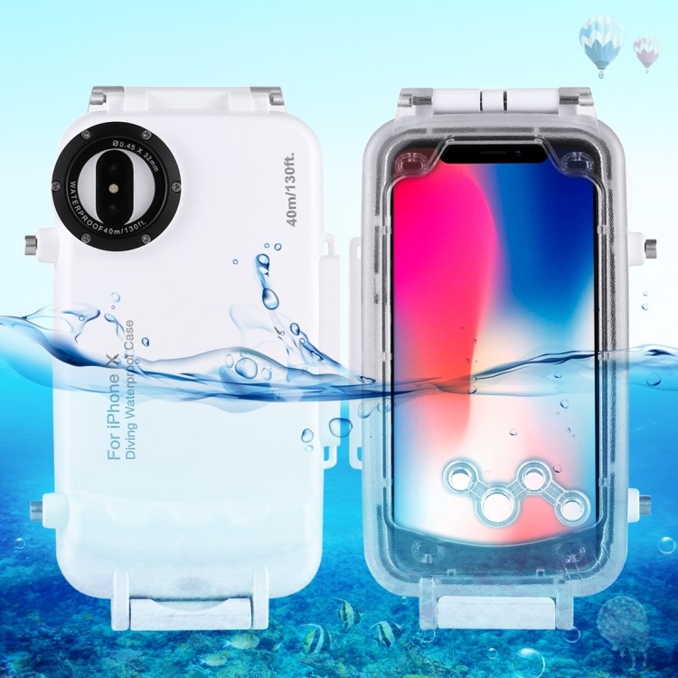 HAWEEL HWL2502 40M Waterproof Snow/Shock/Dirt Proof Shell Case with Camera Lens for iPhone X - White-1