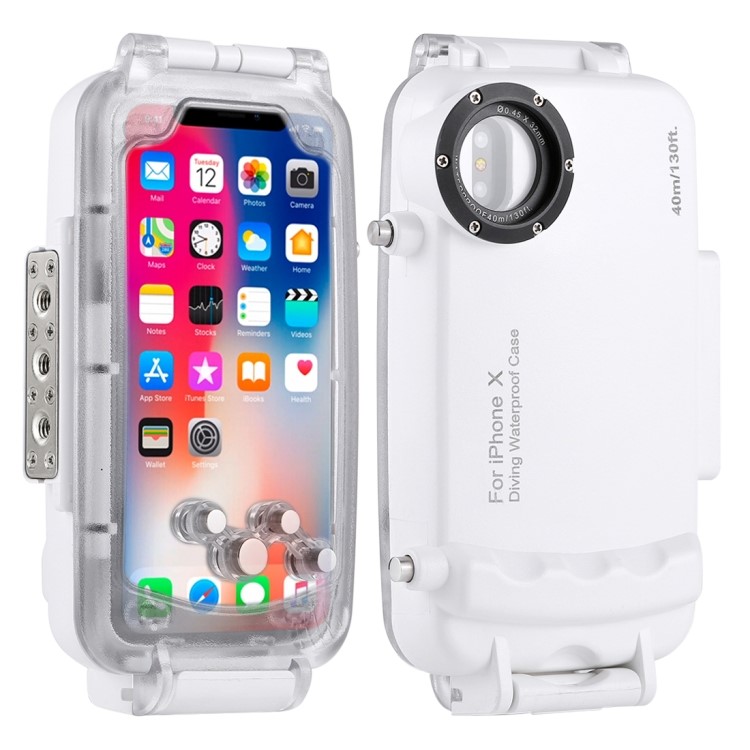 HAWEEL HWL2502 40M Waterproof Snow/Shock/Dirt Proof Shell Case with Camera Lens for iPhone X - White-2