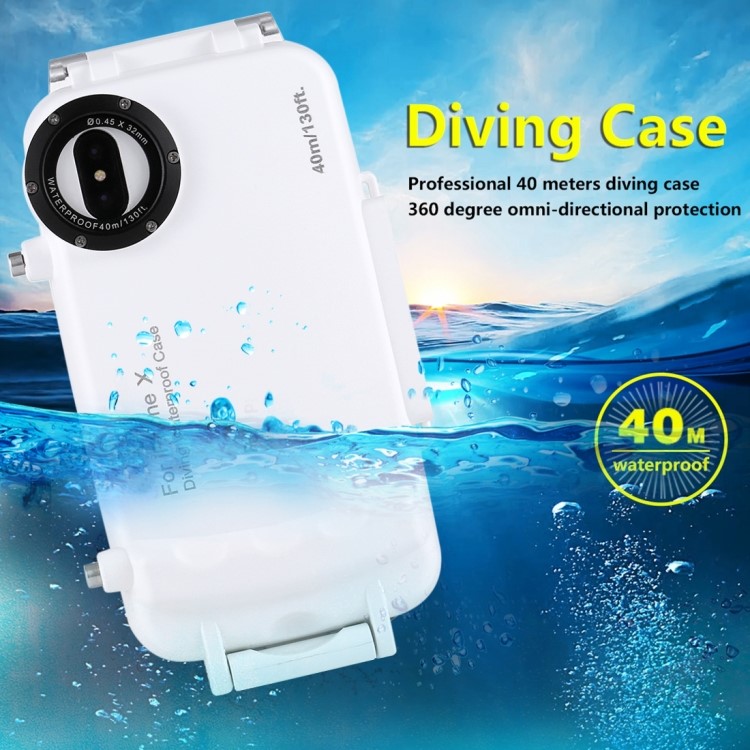 HAWEEL HWL2502 40M Waterproof Snow/Shock/Dirt Proof Shell Case with Camera Lens for iPhone X - White-3
