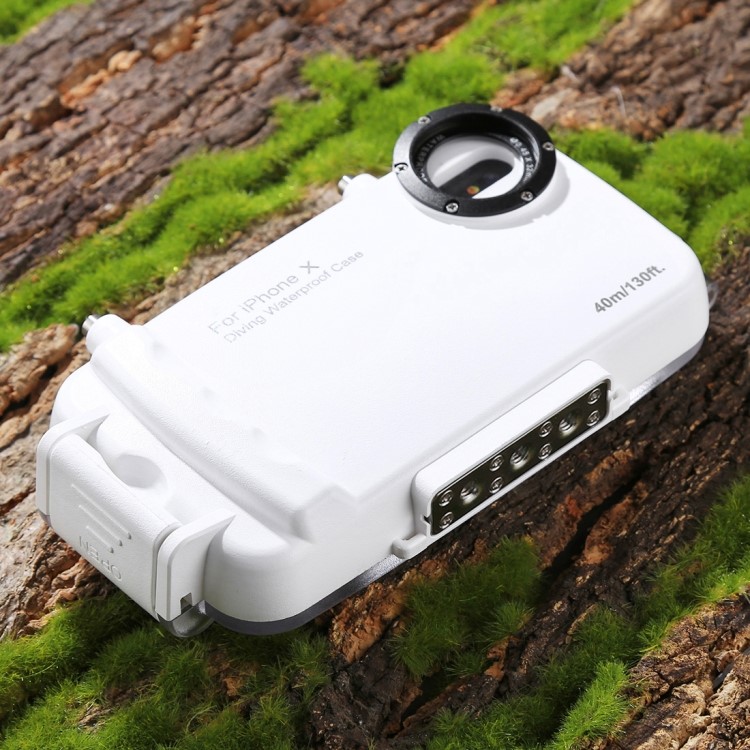 HAWEEL HWL2502 40M Waterproof Snow/Shock/Dirt Proof Shell Case with Camera Lens for iPhone X - White-9