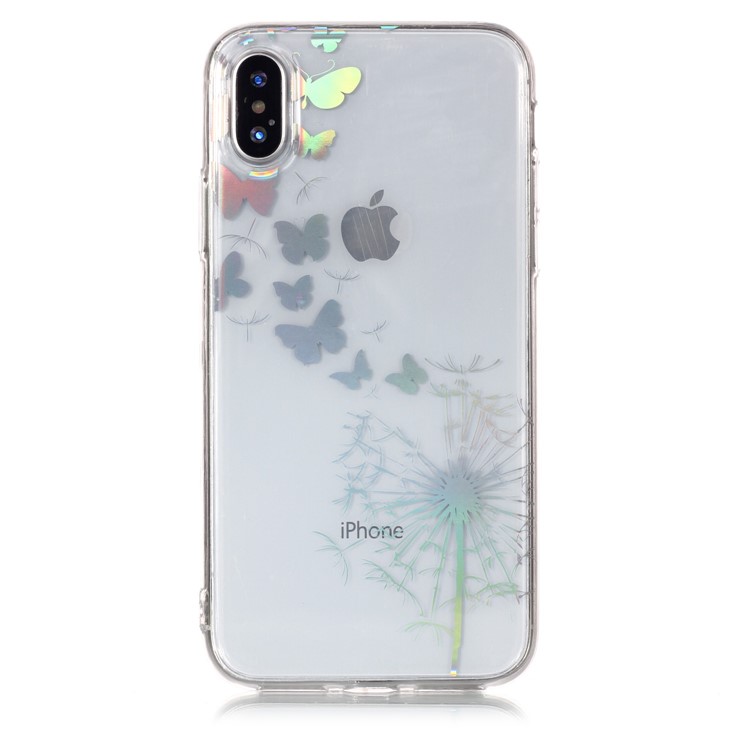 Colorful Laser Carving Patterned TPU Case for iPhone X - Dandelion and Butterflies-2
