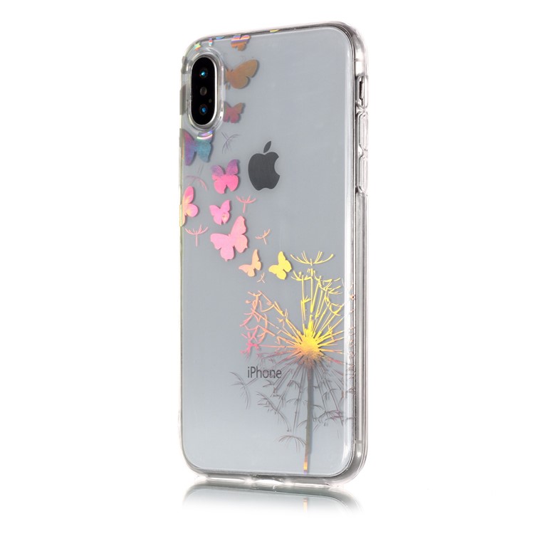 Colorful Laser Carving Patterned TPU Case for iPhone X - Dandelion and Butterflies-3