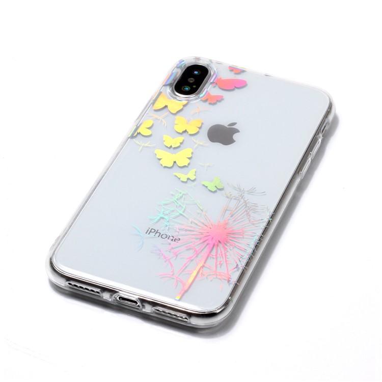 Colorful Laser Carving Patterned TPU Case for iPhone X - Dandelion and Butterflies-4