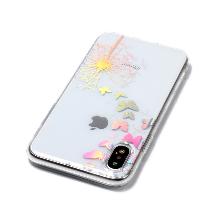 Colorful Laser Carving Patterned TPU Case for iPhone X - Dandelion and Butterflies-5