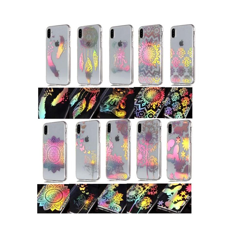 Colorful Laser Carving Patterned TPU Case for iPhone X - Dandelion and Butterflies-7