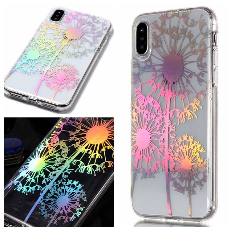 

Colorful Laser Carving Patterned TPU Back Case for iPhone Xs/X 5.8 inch - Dandelion