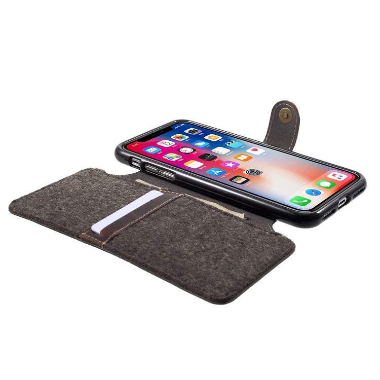 Genuine Leather Wallet Phone Cover for iPhone X(Ten) 5.8 inch - Black-5