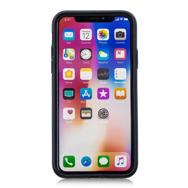 Embossment Patterned PC + TPU Hybrid Case for iPhone X - Half Mandala Flower-2