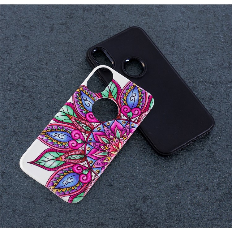 Embossment Patterned PC + TPU Hybrid Case for iPhone X - Half Mandala Flower-7