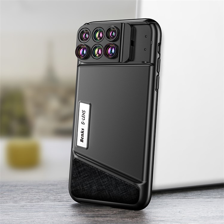 BENKS S-LENS 6-in-1 Wide Angle Fisheye Telephoto Macro External Phone Camera Filter Lens Hybrid Case for iPhone X-11