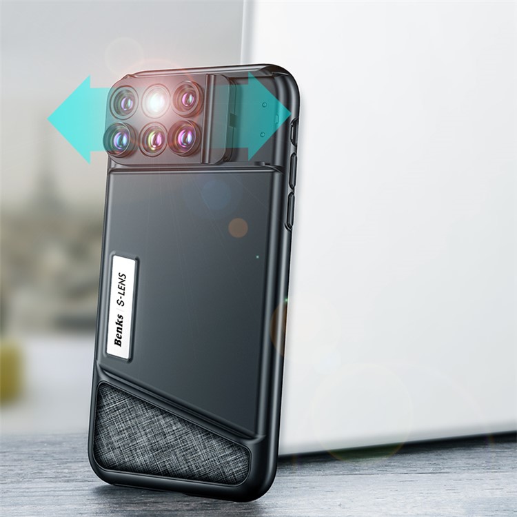 BENKS S-LENS 6-in-1 Wide Angle Fisheye Telephoto Macro External Phone Camera Filter Lens Hybrid Case for iPhone X-4